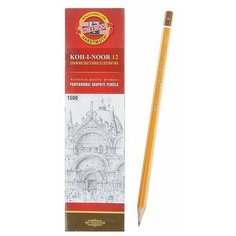 Карандаш чернографитный Koh-I-Noor, F, профессиональный, лакированный корпус, 12 шт.