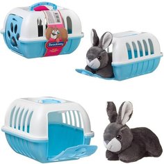 Игрушка мягкая Кролик в голубой переноске Junfa BL400040/голубая