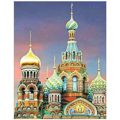 Алмазная мозаика на подрамнике Храм Спаса на крови Цветной