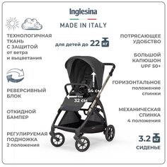 Прогулочная коляска Inglesina Electa, upper black, цвет шасси: золотистый