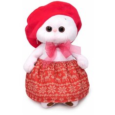 Мягкая игрушка Basik&Сo Кошечка Ли-Ли в берете и юбке с оленями, 24 см LK24-091 Basik&Co