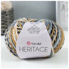 Пряжа "Heritage" 75% акрил, 25% шерсть 125м/50гр (331 шафран-чёрный-серый) Yarn Art