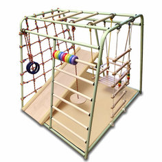 Спортивный уголок весёлый малыш M A X I, горка с мягкими бортиками + счёты, 1,3 * 1м, высота 1,17м, фисташковый Вертикаль