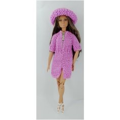 Платье с застёжкой молния и шляпка для кукол Barbie + вешалка Maryeva