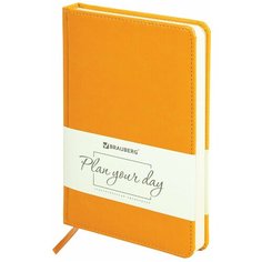 Ежедневник-планер (планинг) / записная книжка / блокнот недатированный А5 138х213 мм Brauberg Imperial под кожу, 160 л, оранжевый