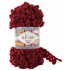 Пряжа Alize Puffy Fine, 100 г, 14.5 м, 5 шт., 107 вишня
