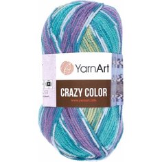 Пряжа "Crazy color" 25% шерсть, 75% акрил 260м/100гр (178 лимон-фиолет) Yarn Art
