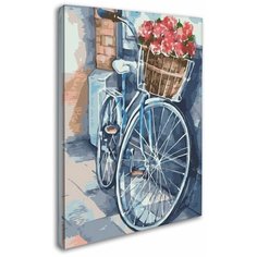 Картина по номерам "Велосипед в цветах" 40x50, холст на подрамнике. Живопись, рисование, раскраска городской пейзаж Colibri