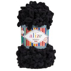 Пряжа Alize Puffy Fine, 100 г, 14.5 м, 1 шт., 60 черный