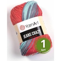 Пряжа YarnArt Jeans Crazy (Джинс Крейзи) - 1 моток 8205 Красный принт, 55% хлопок, 45% полиакрил, 50 г 160 м