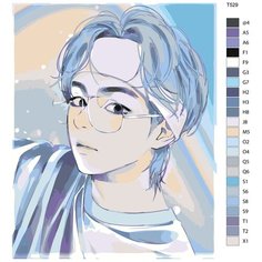 Картина по номерам T529 "Ким Тэxён (Kim Taehyung), участник группы BTS (БТС)" 80x100 Brushes Paints