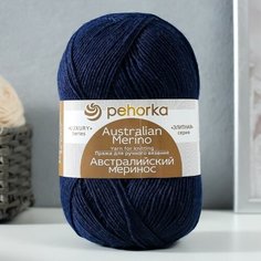 Пряжа "Австралийский меринос" 95%меринос. шерсть,5% акрил объёмный 400м/100гр (571-Синий) Пехорка