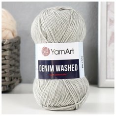Пряжа "Denim Washed" 30% акрил 70% хлопок 130м/50гр (908 св. серый) Yarn Art