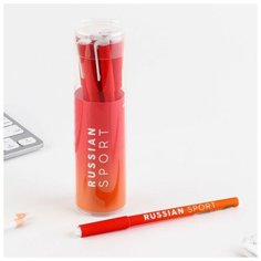 Ручка пластик с колпачком шариковая, синяя паста "Russian sport" 0.7 мм Noname