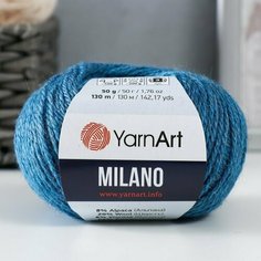 Пряжа "Milano" 8%альпака, 20%шерсть, 8%вискоза, 64%акрил 130м/50гр (876 джинс) Yarn Art