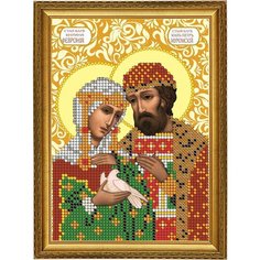 Вышивка бисером набор на атласе для вышивания "Вышивочка" икона "Св. Блгв. Петр и Феврония" 11*16см
