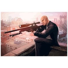Картина по номерам на холсте игра Hitman (Агент 47) - 8626 Г 60x40