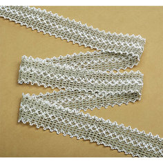 Тесьма вязаная 60000/10Т шир.37мм цв.201 лен с белым уп.10м Ideal