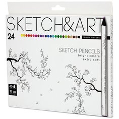 Скетч карандаши цветные "SKETCH&ART" утолщенные, грифель 4 MM, 24 ЦВ, Арт. 30-0115 Bruno Visconti