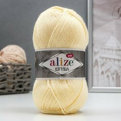 Пряжа ALIZE "Extra", 10% шерсть, 90% акрил, 220 м*100 г, 01 молочная