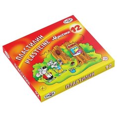 Гамма Пластилин 12 цветов 240 г, «Гамма» «Мультики», со стеком Gamma