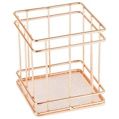 Настольная подставка для канцелярских принадлежностей MESHU "Rose Gold" квадратная, металл