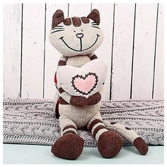 Мягкая игрушка "Кот Полосатик с сердцем", 33 см Maxitoys