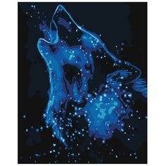 Картина по номерам, "Живопись по номерам", 60 x 75, A495, ночь, звёзды, вой, волшебство, волк