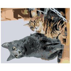 Картина по номерам, "Живопись по номерам", 60 x 75, ARTH-AH326, Кот, маленький, котёнок, животные, семья, милый, пушистый, питомец