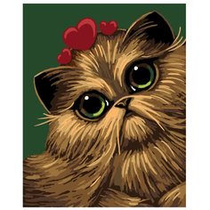 Картина по номерам, "Живопись по номерам", 60 x 75, A411, животное, кот, котёнок, украшения, сердечки, поп-арт