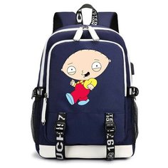 Рюкзак Стьюи Гриффин (Family Guy) синий с USB-портом №5 Noname