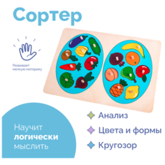 Деревянные рамки-вкладыши Фрукты-овощи, настольные развивающие игры для детей, головоломки из дерева, развивающие игрушки Крона