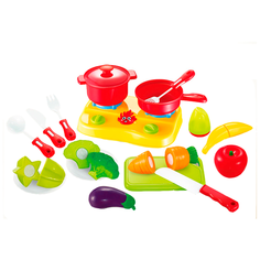 Игровой набор режем фрукты и овощи на липучке, с плитой и посудой, 18 предметов Best Like