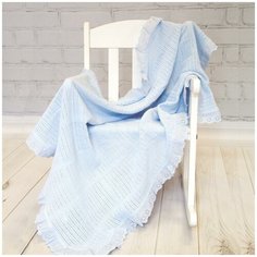 Одеяло вязанное с рюшами, 80х100, голубой Baby Nice