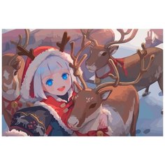 Картина по номерам на холсте Новый Год (Рождество, Дед Мороз, Снегурочка, Аниме) - 7268 Г 60x40