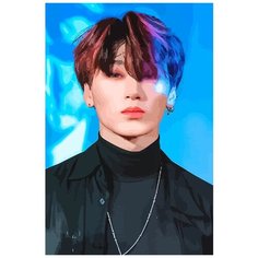 Картина по номерам на холсте Музыка KPOP Ateez Сан - 6060 В 60x40