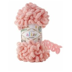 Пряжа плюшевая Alize Puffy (Ализе Пуффи) - 2 мотка 529 персиковый для вязания руками, гипоаллергенная, большие петли (4см), 9м/100г