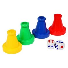 Набор для игры в кости, 4 фишки, 4 х 4 см, 2 кубика, 1.5 х 1.5 см Noname