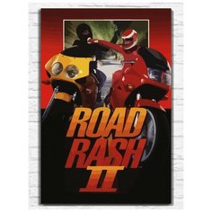 Картина по номерам на холсте игра Road Rush 2 (Sega, Сега, 16 bit, 16 бит, ретро приставка) - 9875 В 60x40