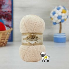 Пряжа ALIZE Angora Gold, песочный - 841, 20% шерсть, 80% акрил, 5 мотков, 100 г, 550 м.