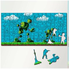 Пазл из дерева с фигурками, 230 деталей, 46х23 см игры Vector Man Vector Man, Вектор мэн, action, робот, Sega, 16 bit, ретро - 5500 Puzzle Wood