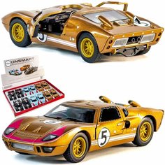 Металлическая машинка игрушка 1:32 1966 Ford GT40 MKII (Форд ГТ), инерционная / Золотой Kinsmart