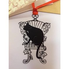 Металлическая закладка "Кошечка на стуле" Book Mark