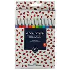 Фломастеры 12 цветов BrunoVisconti HappyColor