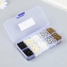 Бисер стекло 6/0 в шкатулке 10 делений "Классика" 1 деление=10 гр 12.8х6.5х2.2 см Арт Узор