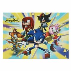 Альбом для рисования , 40 л скл, диз 1, синий еж Opt Baza