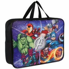 Папка с ручками А4, 35х27 см, на молнии, текстиль, Мстители Marvel
