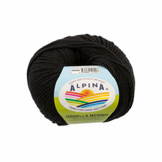 Пряжа ALPINA "ORNELLA MERINO" 100% мериносовая шерсть 10 шт. х50г 125м №200 чёрный