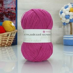 Пряжа пехорка Австралийский меринос (Пехорка), Яркий амарант - 470, 95% мериносовая шерсть, 5% высокообъемный акрил, 5 мотков, 100 г, 400 м.