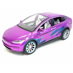 Машинка Tesla Model Х металлическая сиреневая 1;24, свет, звук, двери типа «крылья сокола» MSN Trading Limited